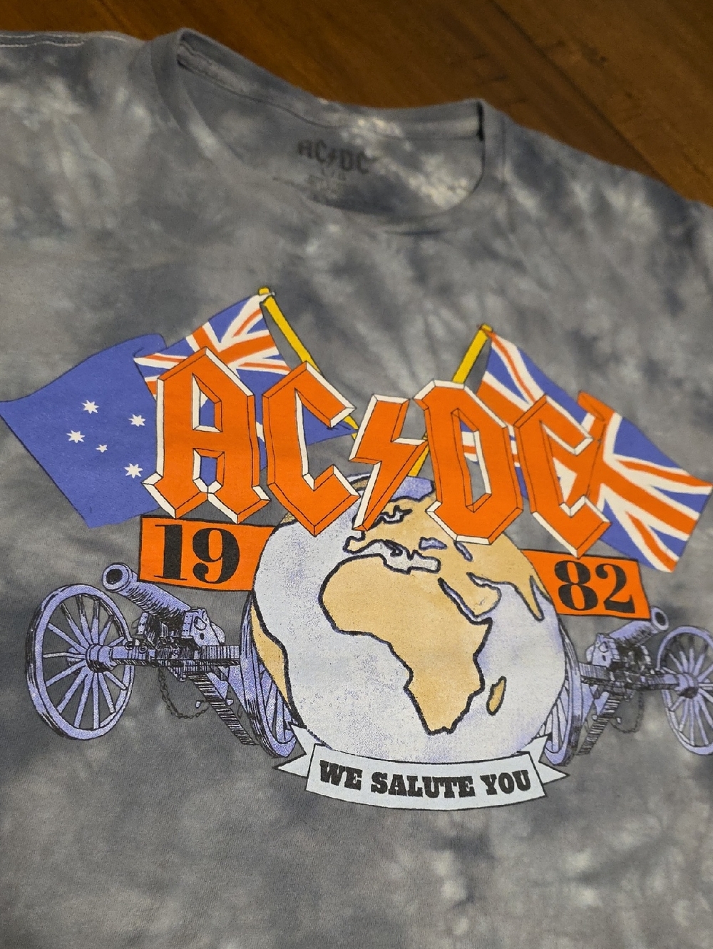 AC/DC 1982 "We Salute You" Tie-Dye Tee Sz L - Picture 3 of 11